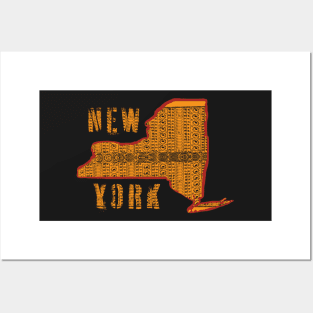 Polynesian Style New York State Map and Spellout Posters and Art